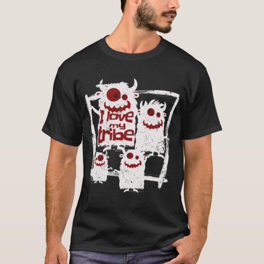 Ik hou van mijn Tribe Funny Monster Familie Hallow T-shirt (Voorkant)