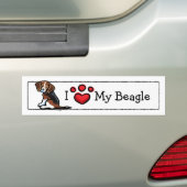 Ik hou van mijn Tricolor Beagle Bumpersticker (Op auto)