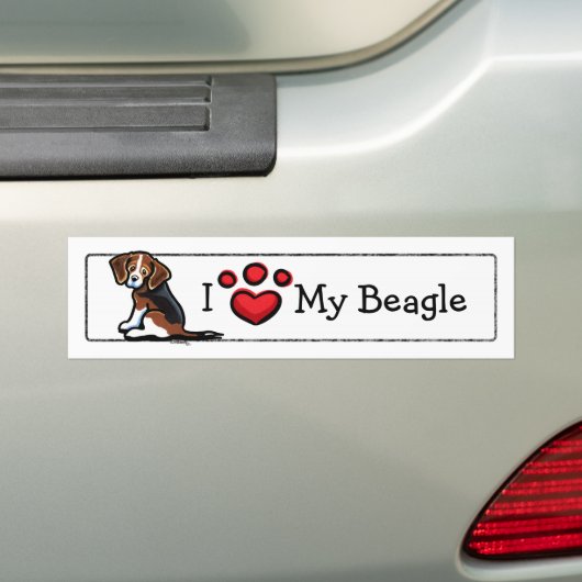 Ik hou van mijn Tricolor Beagle Bumpersticker (Op auto)