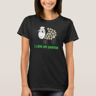 Ik hou van mijn tuin schapen boerderij boer bloeme t-shirt