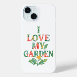 Ik hou van mijn tuin tropische bloemen Waterverf iPhone 15 Case