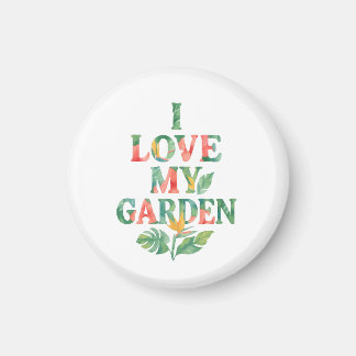 Ik hou van mijn tuin tropische bloemen Waterverf Magneet