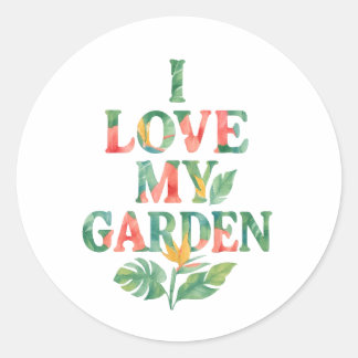 Ik hou van mijn tuin tropische bloemen Waterverf Ronde Sticker