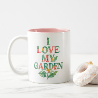 Ik hou van mijn tuin tropische bloemen Waterverf Tweekleurige Koffiemok