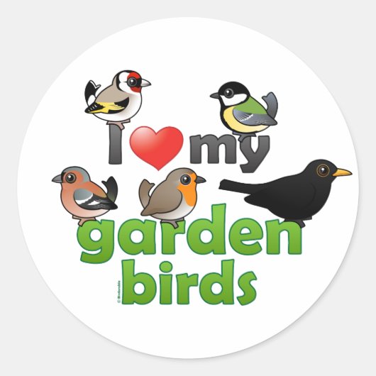 Ik hou van mijn tuinvogels ronde sticker (Voorkant)