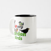 Ik hou van mijn tuinvogels tweekleurige koffiemok (Voorkant links)