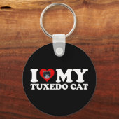 Ik hou van mijn Tuxedo Cat Sleutelhanger (Voorkant)