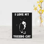 Ik hou van mijn Tuxedo Cat T-shirt _ Kat Liefhebbe Kaart (Gele Bloem)