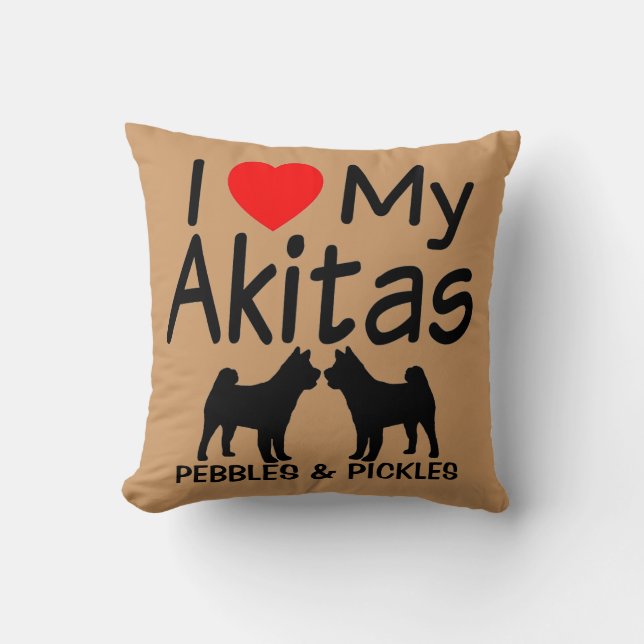 Ik hou van mijn twee Akita honden Kussen (Voorkant)