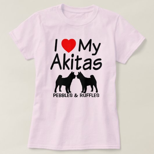 Ik hou van mijn twee Akita honden T-shirt (Design voorkant)