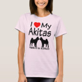 Ik hou van mijn twee Akita honden T-shirt (Voorkant)