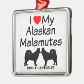 Ik hou van mijn twee Alaskan Malamute Honden Metalen Ornament (Links)