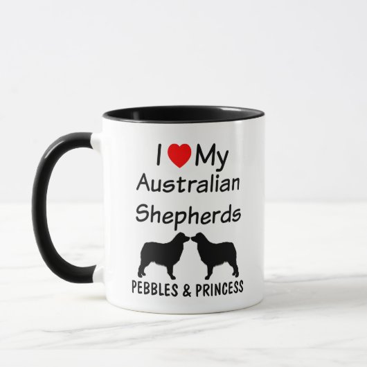 Ik hou van mijn twee Australian Shepherds Coffee M Mok (Links)