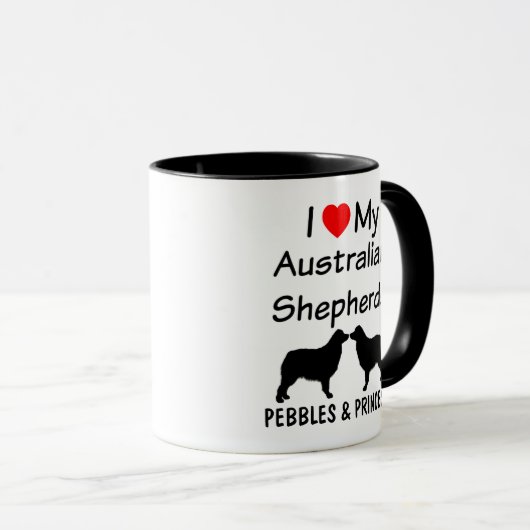 Ik hou van mijn twee Australian Shepherds Coffee M Mok (Voorkant rechts)