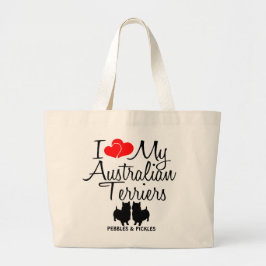 Ik hou van mijn twee Australische terriërhonden Grote Tote Bag