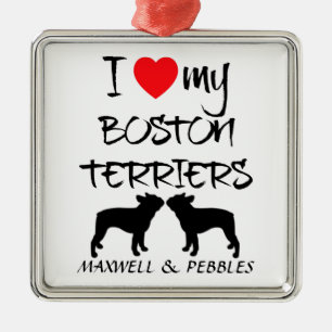 Ik hou van mijn twee Boston Terrier honden Metalen Ornament