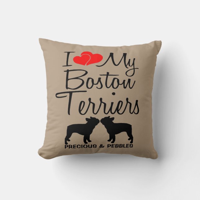 Ik hou van mijn twee Boston Terriers honden Kussen (Voorkant)