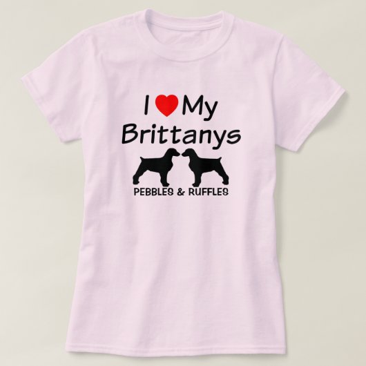 Ik hou van mijn twee Brittany Dogs Shirt (Design voorkant)