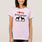 Ik hou van mijn twee Brittany Dogs Shirt (Voorkant)
