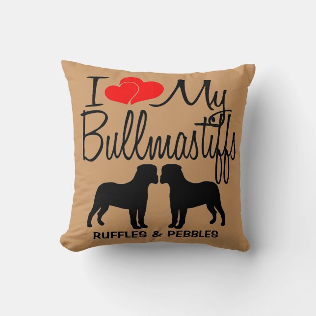 Ik hou van mijn twee Bullmastiffs Hondenras kussen (Voorkant)