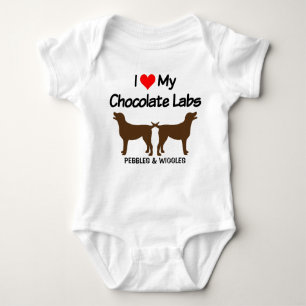 Ik hou van mijn twee chocolade lab honden silhouet romper