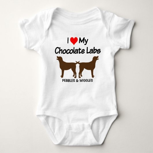 Ik hou van mijn twee chocolade lab honden silhouet romper (Voorkant)