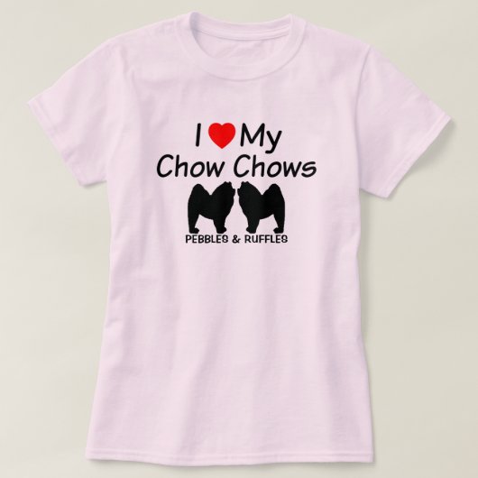 Ik hou van mijn twee Chow Chow honden T-shirt (Design voorkant)