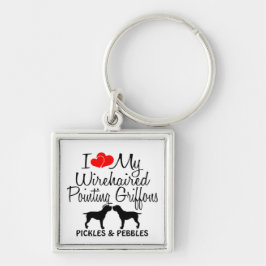 Ik hou van mijn twee draadharige wijzende Griffons Sleutelhanger