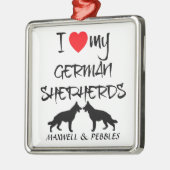 Ik hou van mijn twee Duitse herdershonden Metalen Ornament (Links)