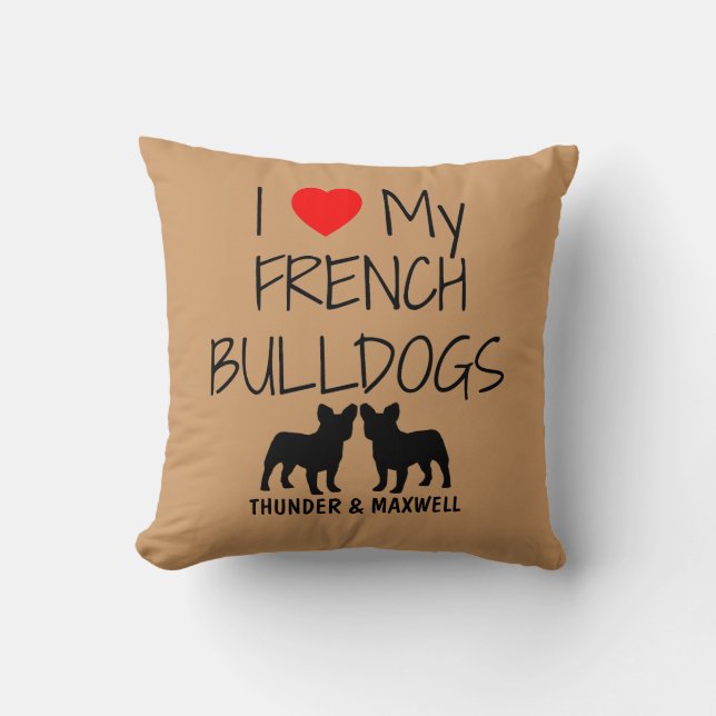 Ik hou van mijn twee Franse Bulldogs Kussen (Voorkant)