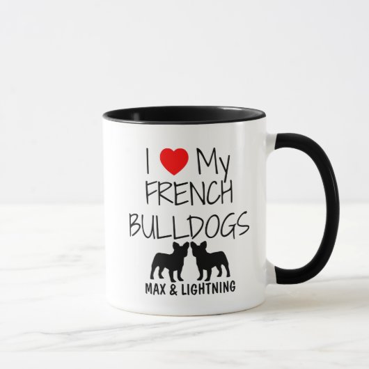 Ik hou van mijn twee Franse Bulldogs Mok (Rechts)