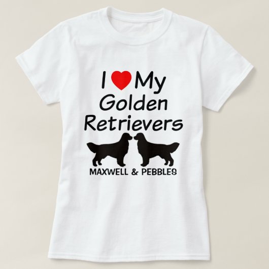 Ik hou van mijn twee Golden Retrievers T-shirt (Design voorkant)