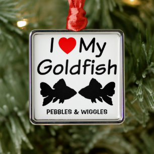 Ik hou van mijn twee goudvis Silhouette Metalen Ornament