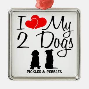 Ik hou van mijn twee honden metalen ornament