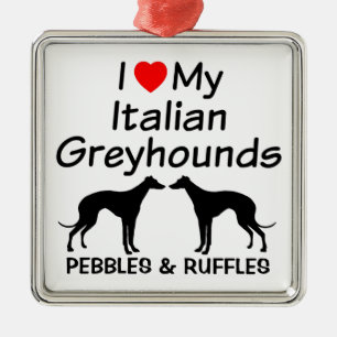 Ik hou van mijn twee Italiaanse honden-sieraden Metalen Ornament