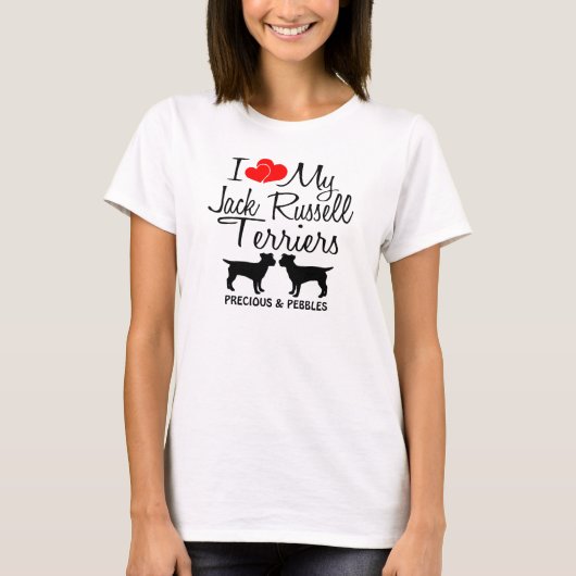 Ik hou van mijn twee Jack Russell Terriers T-shirt (Voorkant)