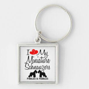 Ik hou van mijn twee miniatuur schnauzers sleutelhanger