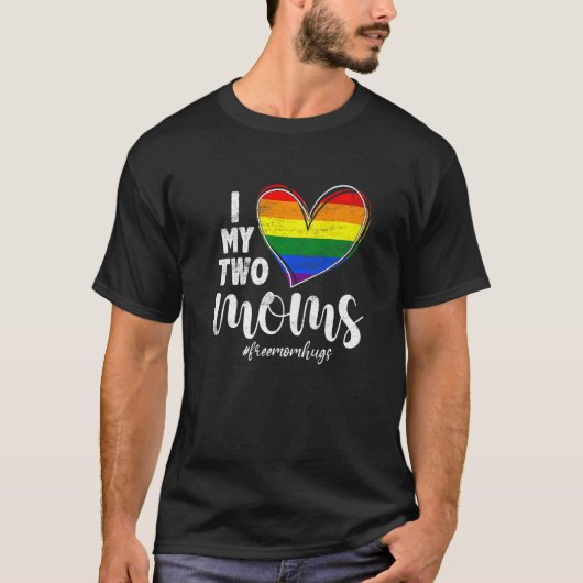 Ik hou van mijn twee moeders die lesbiennes trans t-shirt (Voorkant)