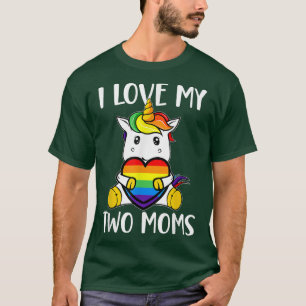 Ik hou van mijn twee moeders die LGBT Gay Ally Uni T-shirt