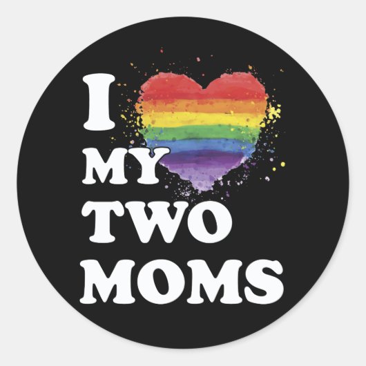 Ik hou van mijn twee momen-lesbienne ronde sticker (Voorkant)