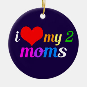 Ik hou van mijn twee Moms Gay Pride Daughter Keramisch Ornament