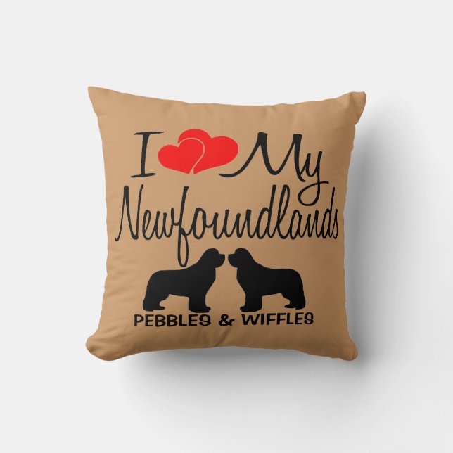 Ik hou van mijn twee Newfoundland honden Kussen (Voorkant)