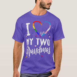 Ik hou van mijn twee oma's Lesbian LGBTQ Rainbow T T-shirt