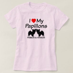 Ik hou van mijn twee Papillon Dogs Shirt