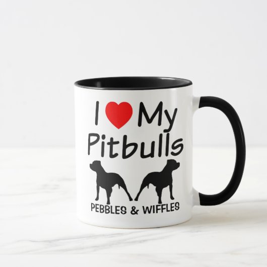 Ik hou van mijn twee pitbull honden mok (Rechts)