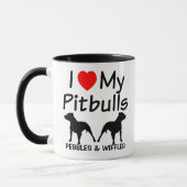 Ik hou van mijn twee pitbull honden mok (Links)