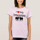 Ik hou van mijn twee Pommerse honden T-shirt (Voorkant)