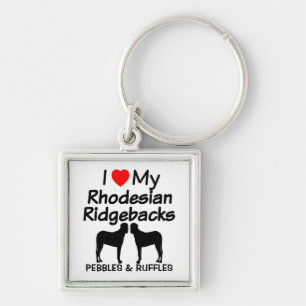 Ik hou van mijn twee Rhodesian Ridgebacks Dogs Sle Sleutelhanger
