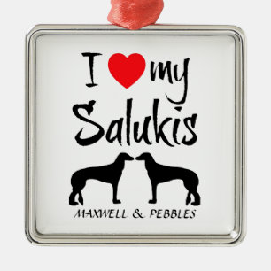 Ik hou van mijn twee Saluki honden Metalen Ornament