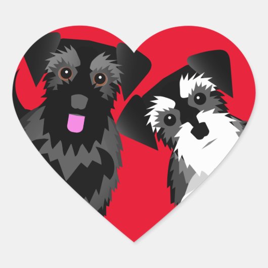 Ik hou van mijn twee Schattigee schnauzers Hart Sticker (Voorkant)